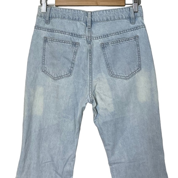 Celine Womens High Rise Flare Jeans Size 26 Light Wash Front Slits - Picture 4 of 11